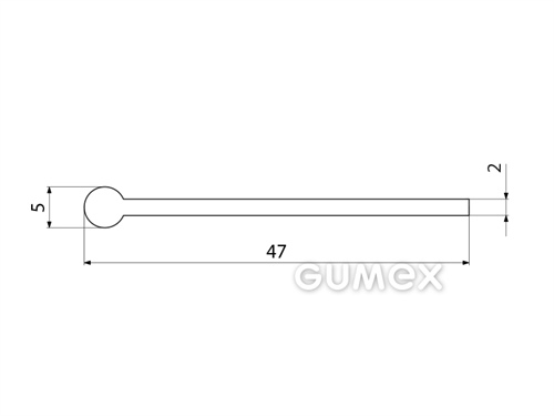 Silikónový profil tvaru "I", 47x5/2mm, 75°ShA, -60°C/+180°C, biely